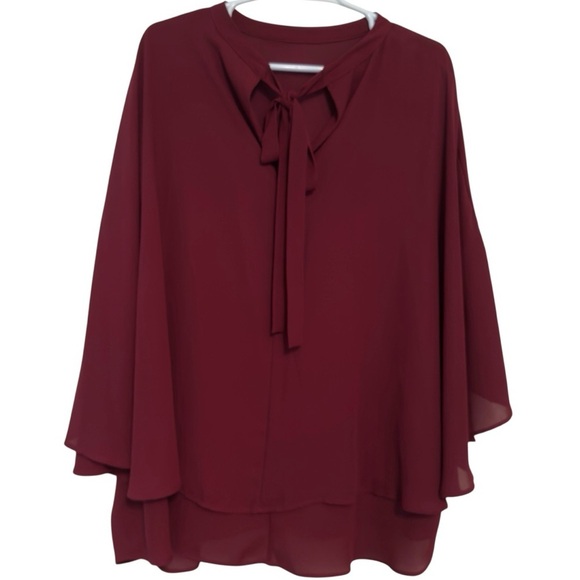 Lane Bryant - cranberry butterfly sleeve top with tie back - women’s size 18/20 - Picture 4 of 5